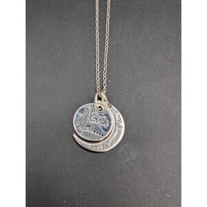 925 Sterling Silver I Love You To The Moon & Back Necklace Two Part Charm 18" CN